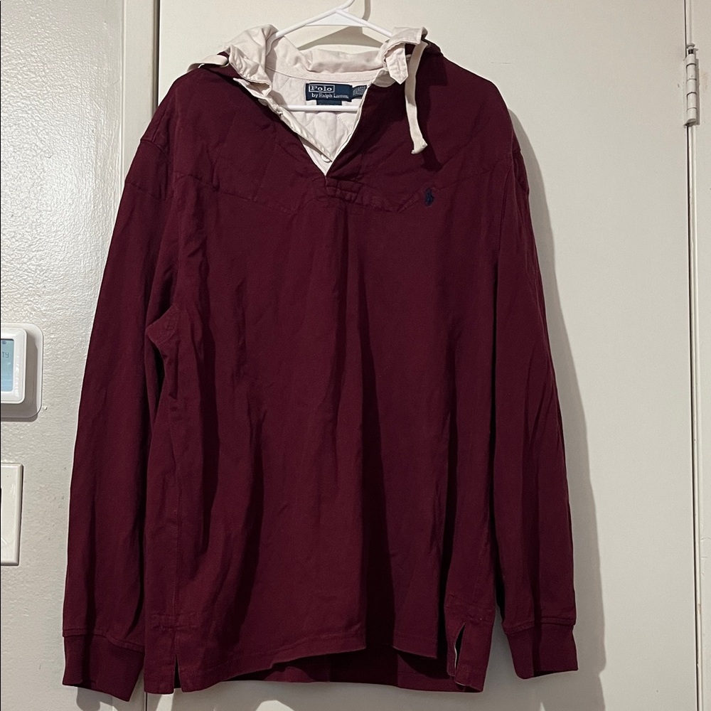 Y2K Ralph Lauren | Burgundy Polo Shirt with hood